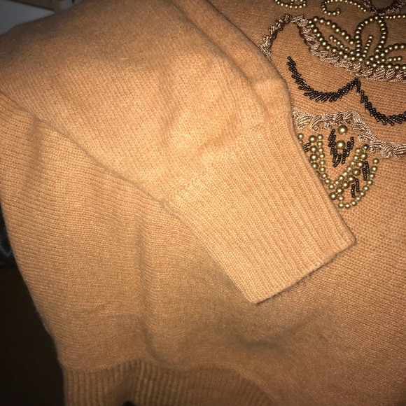 Delicate Hand Embroidered Light Sweater 70%Lambswool 20%Angora 10%Nylon Woman’s - Picture 4 of 9